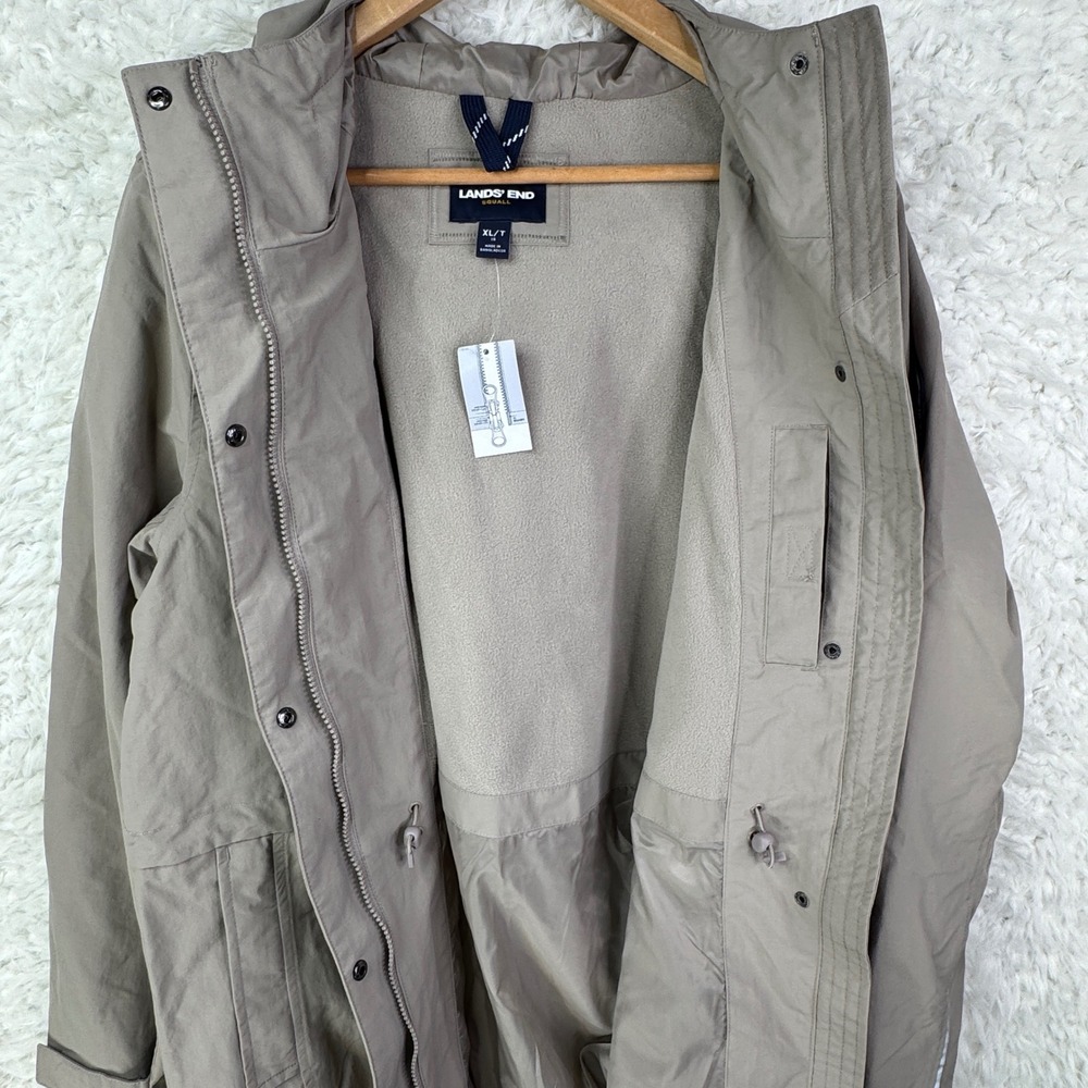 Lands End Squall Women's XL/T Tan Hooded Parka Jacket Waterproof Lined Preppy - Picture 9 of 11